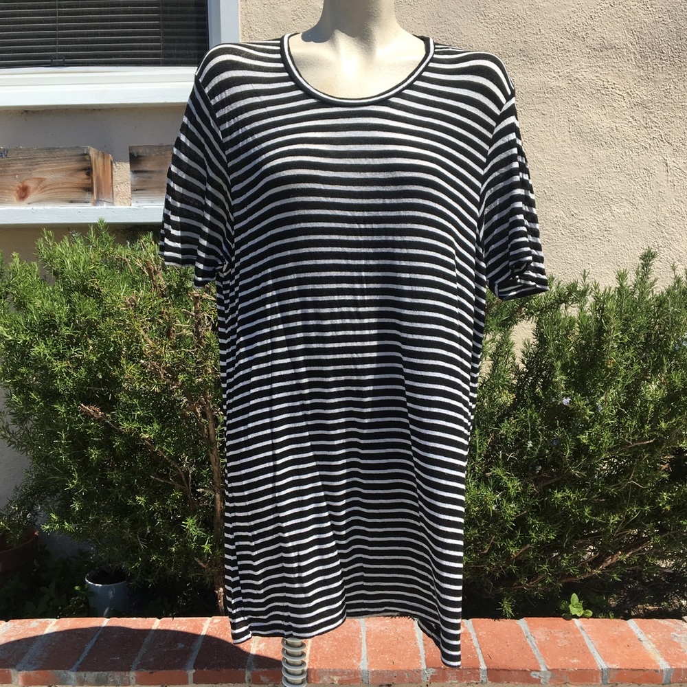 Brandy Melville Black White Stripe Shirt Dress